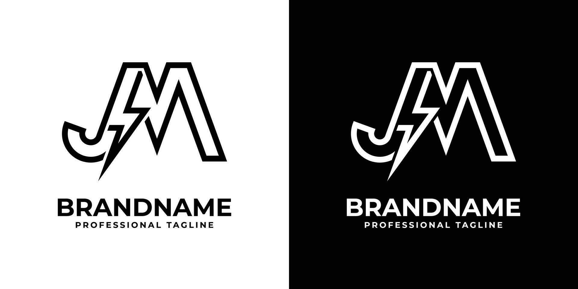 Letter JM Thunderbolt Logo, suitable for any business with JM or MJ initials. vector