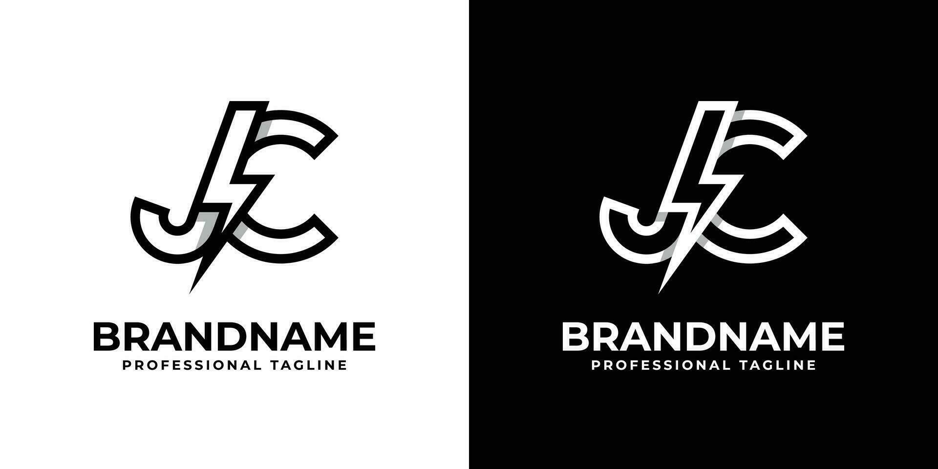 Letter JC Thunderbolt Logo, suitable for any business with JC or CJ initials. vector