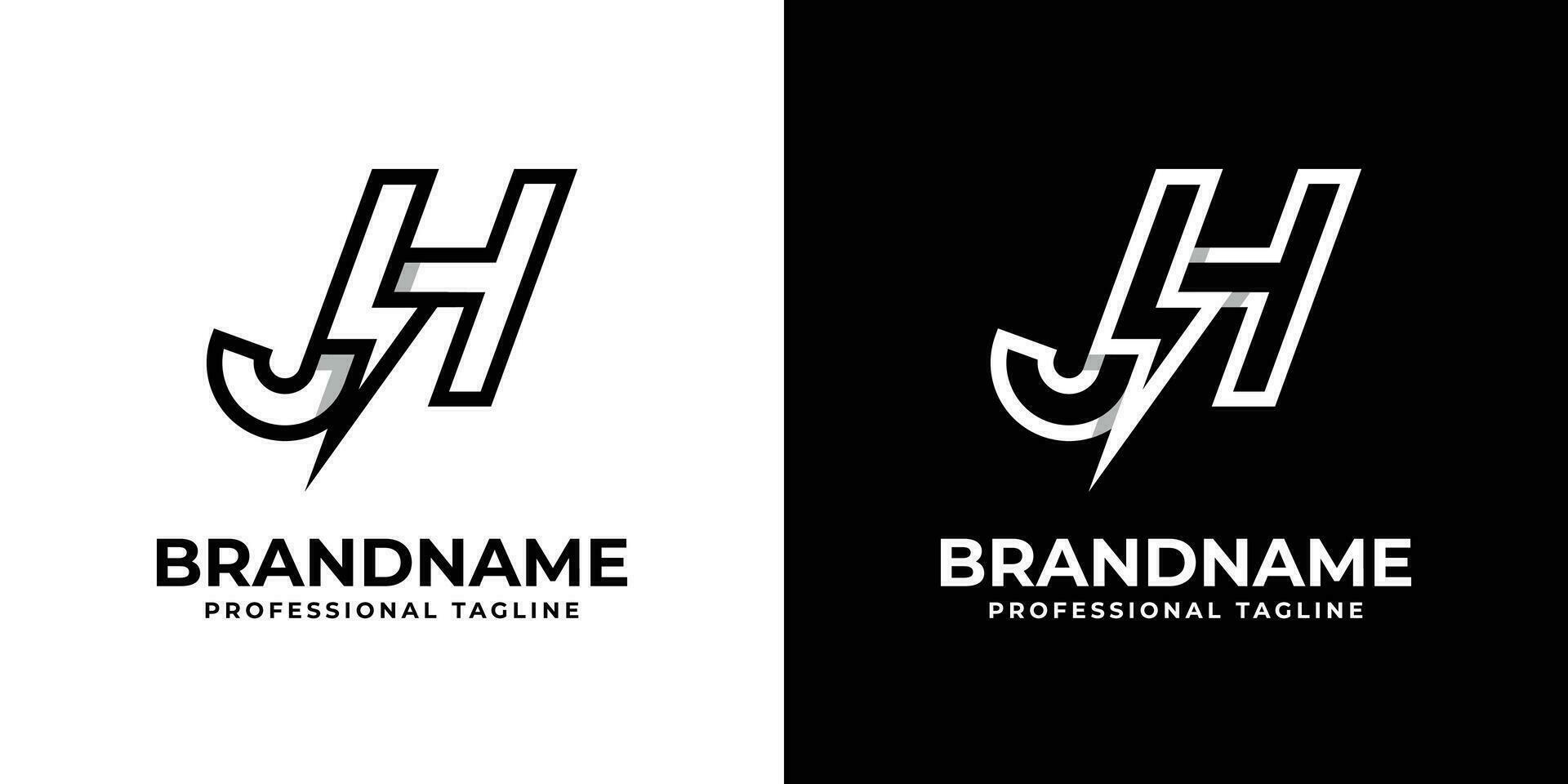 Letter JH Thunderbolt Logo, suitable for any business with JH or HJ initials. vector
