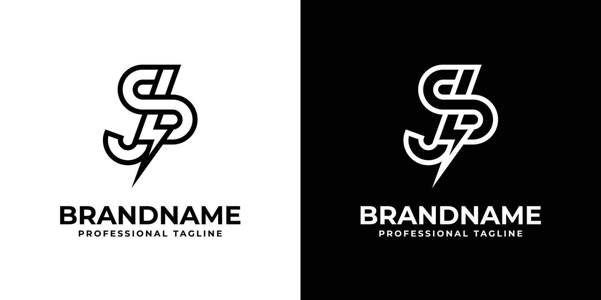 Letter JS Thunderbolt Logo, suitable for any business with JS or SJ initials. vector