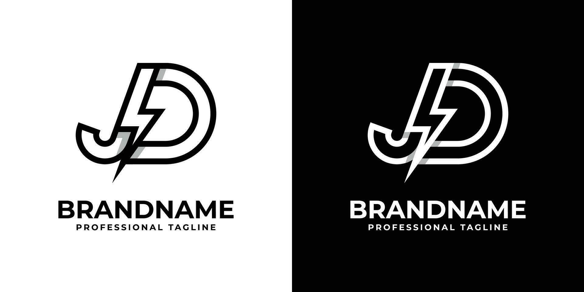 Letter JD Thunderbolt Logo, suitable for any business with JD or DJ initials. vector