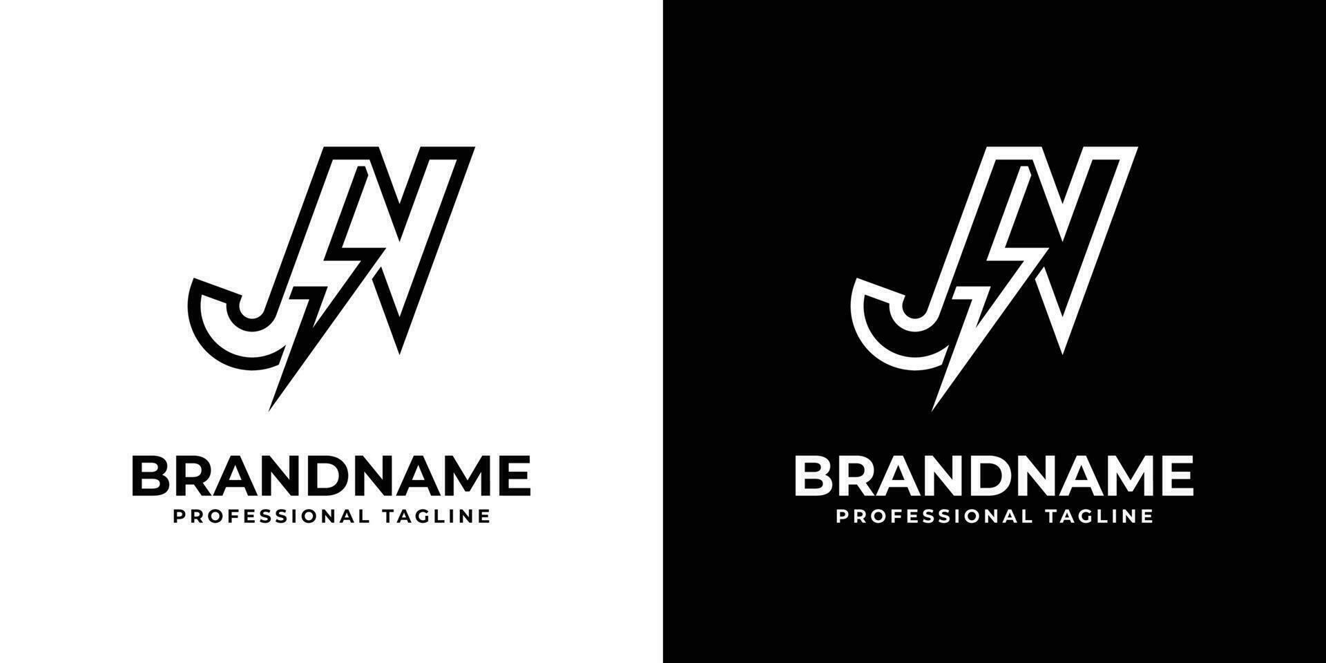 Letter JN Thunderbolt Logo, suitable for any business with JN or NJ initials. vector