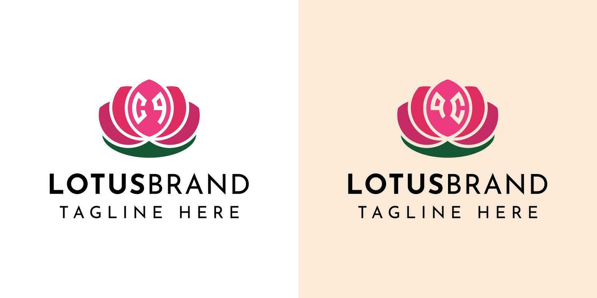 Letter CQ and QC Lotus Logo Set, suitable for any business related to lotus flowers with CQ or QC initials. vector