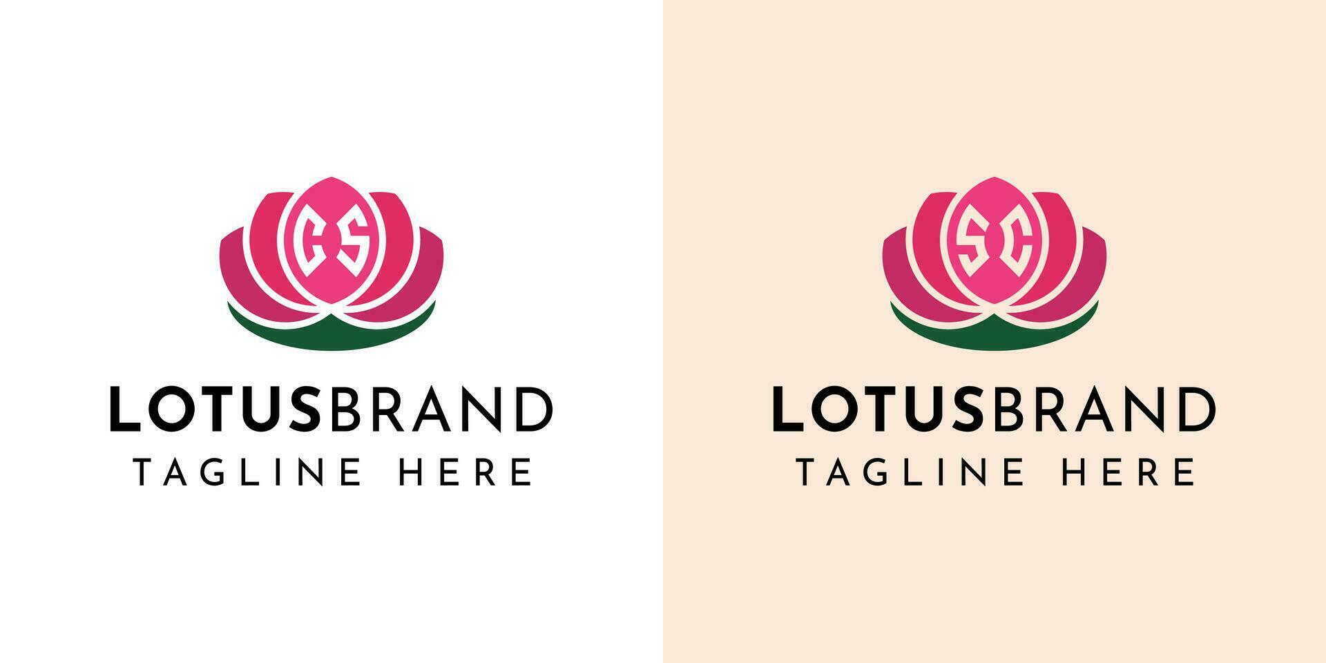 Letter CS and SC Lotus Logo Set, suitable for any business related to lotus flowers with CS or SC initials. vector
