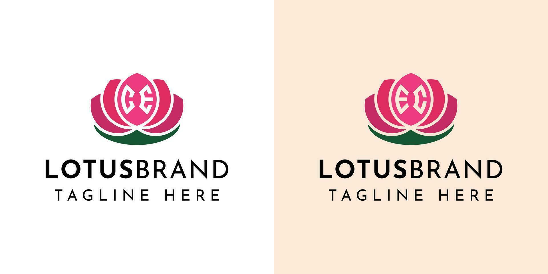 Letter CE and EC Lotus Logo Set, suitable for any business related to lotus flowers with CE or EC initials. vector