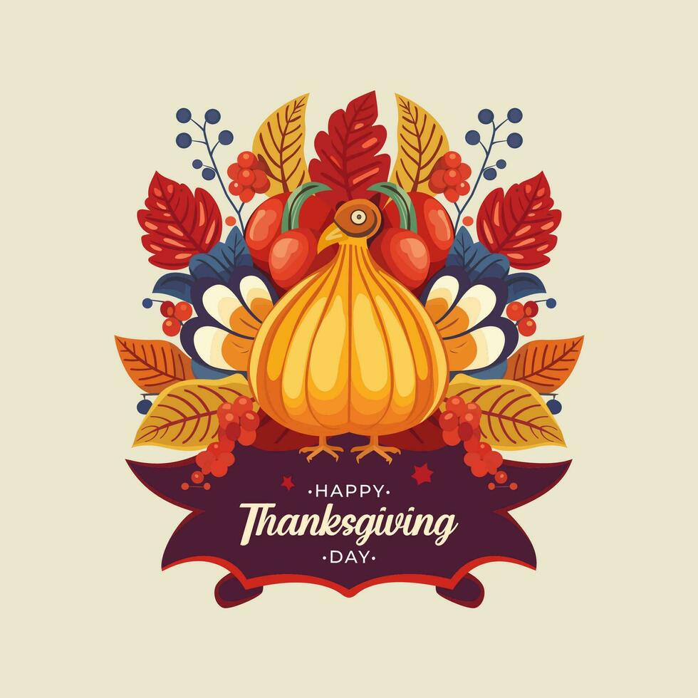 Happy Thanksgiving Day. Vector Illustration