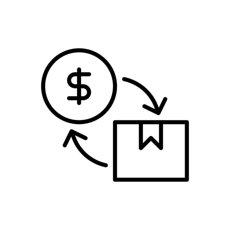 Cash on delivery icon in line style design isolated on white background. Editable stroke. vector