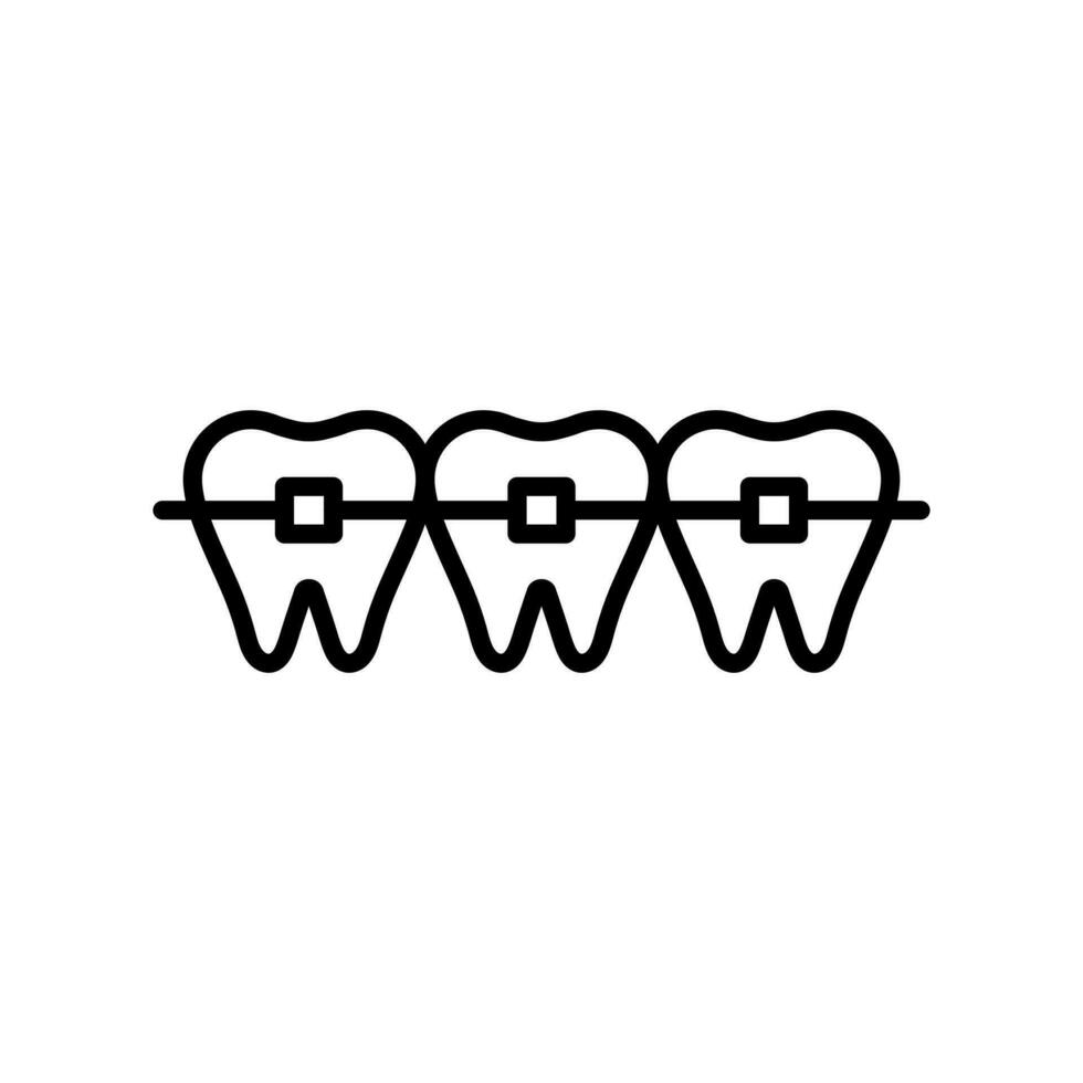 Dental braces icon in line style design isolated on white background. Editable stroke. vector