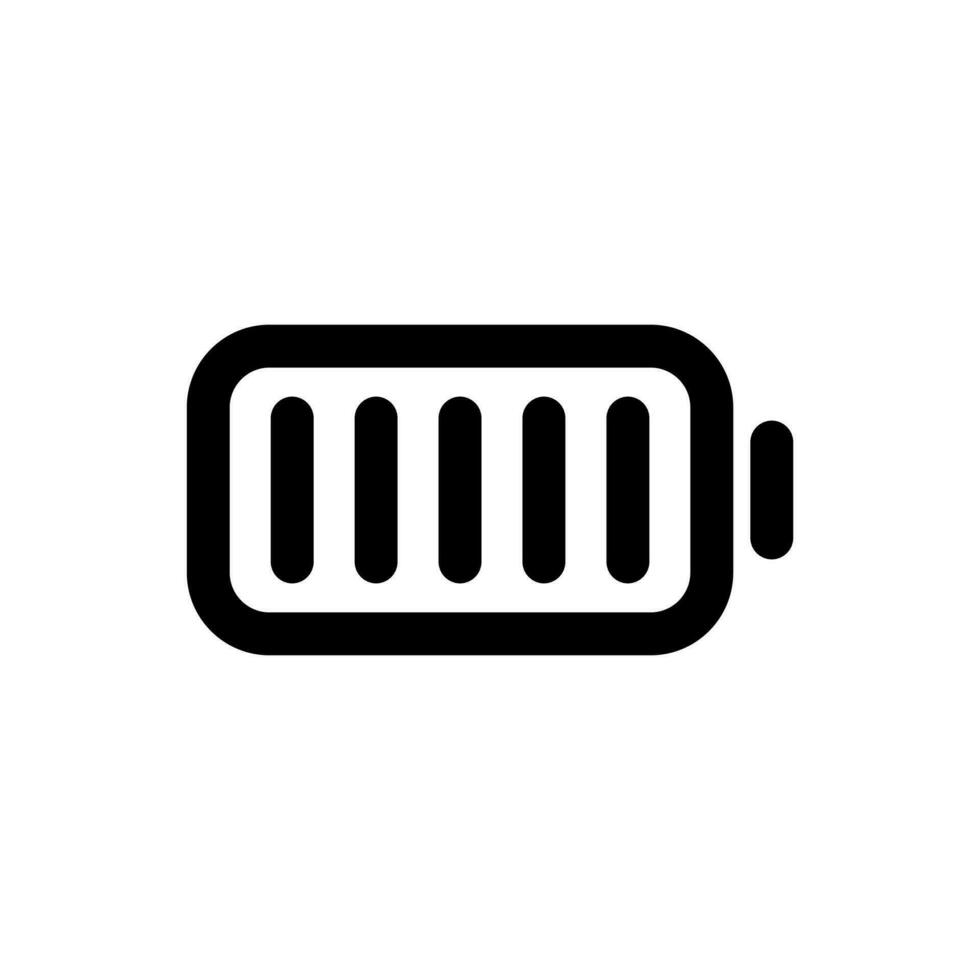 Full battery icon in line style design isolated on white background. Editable stroke. vector