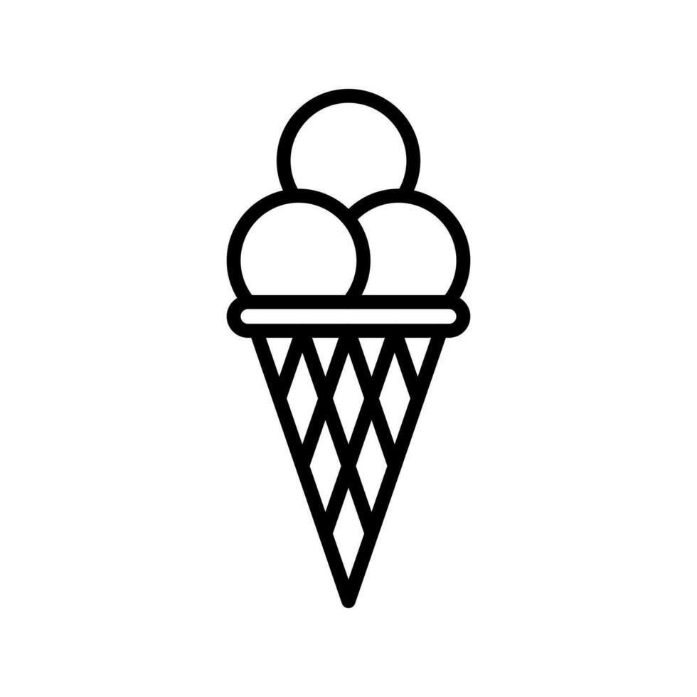 Ice cream cone icon in line style design isolated on white background. Editable stroke. vector