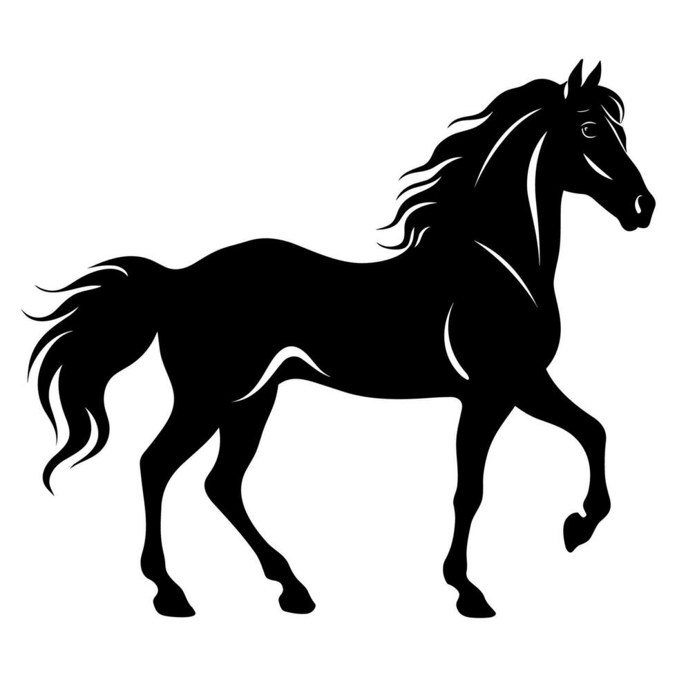 caballo negro silueta con negativo espacio vector