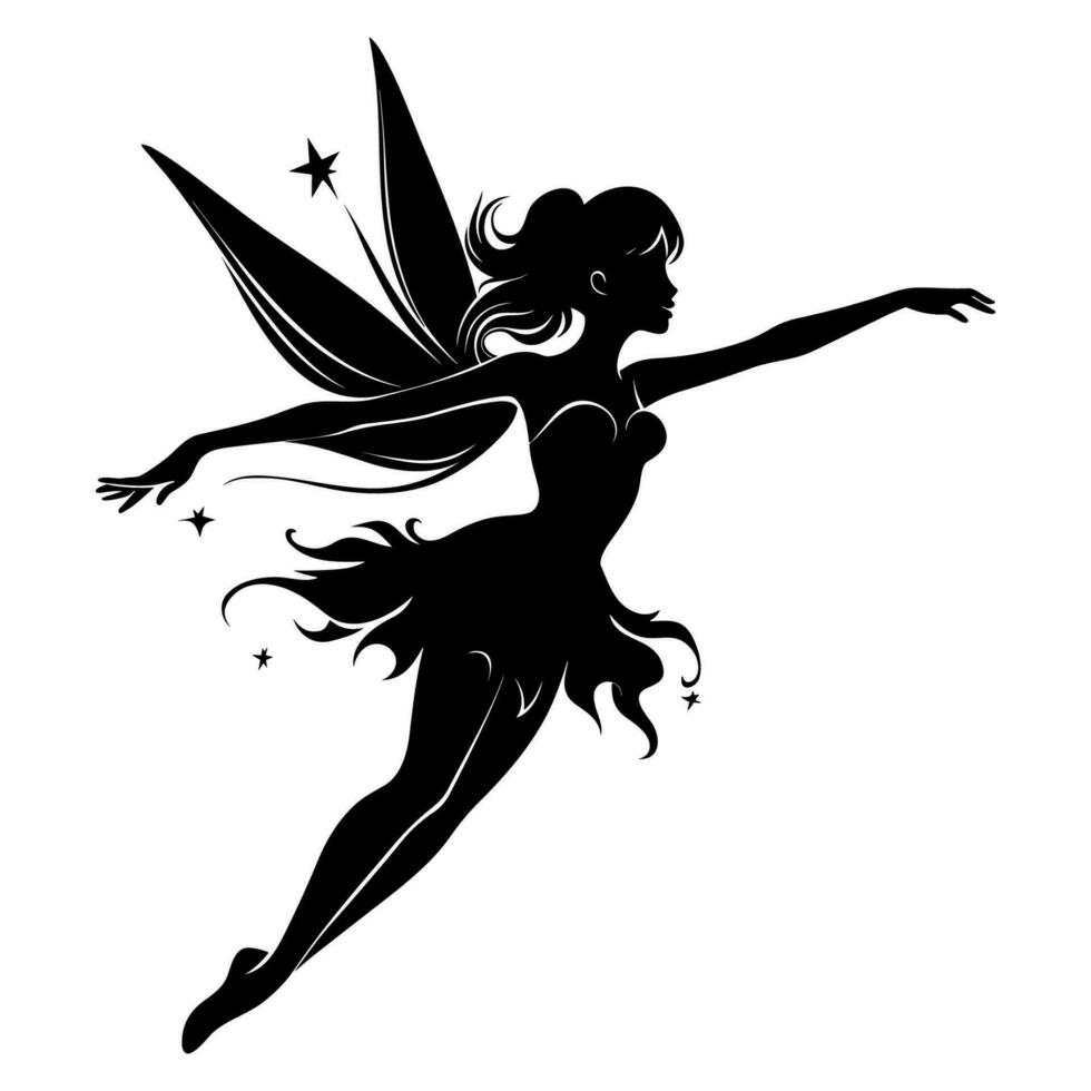silhouette of a fairy flying in the air vector
