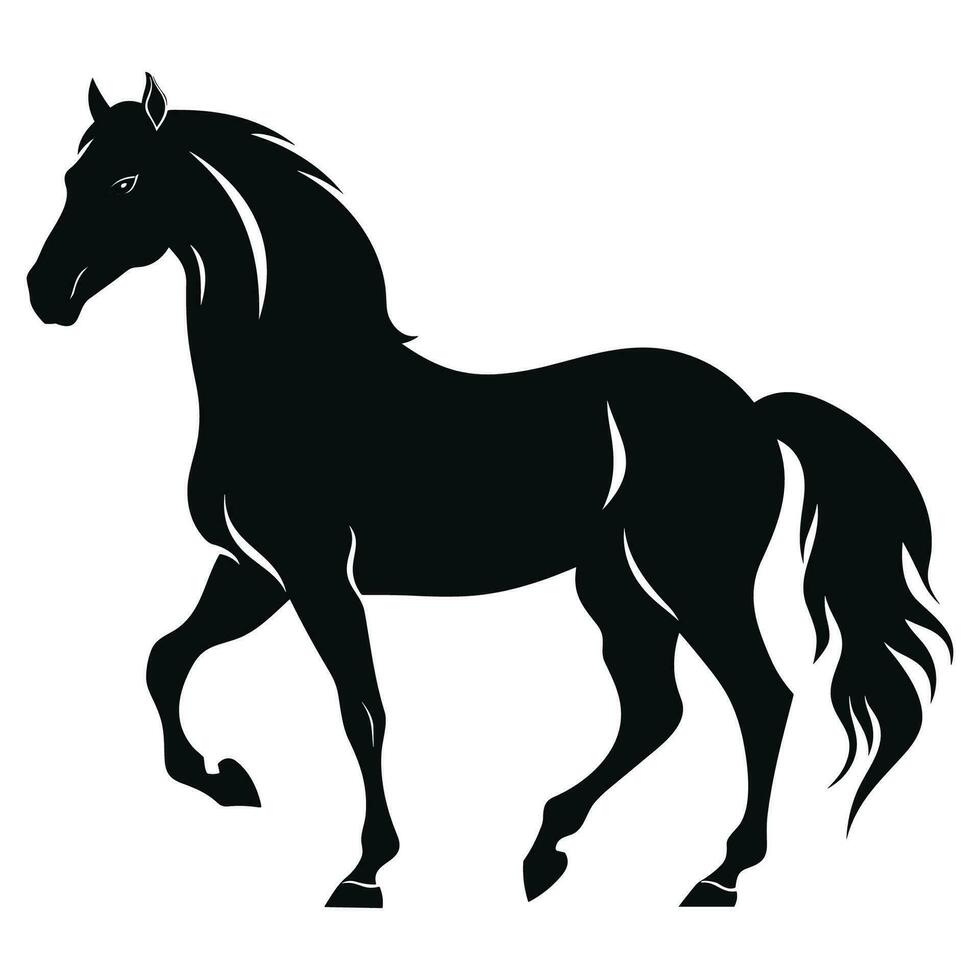 Horse black silhouette with negative space vector