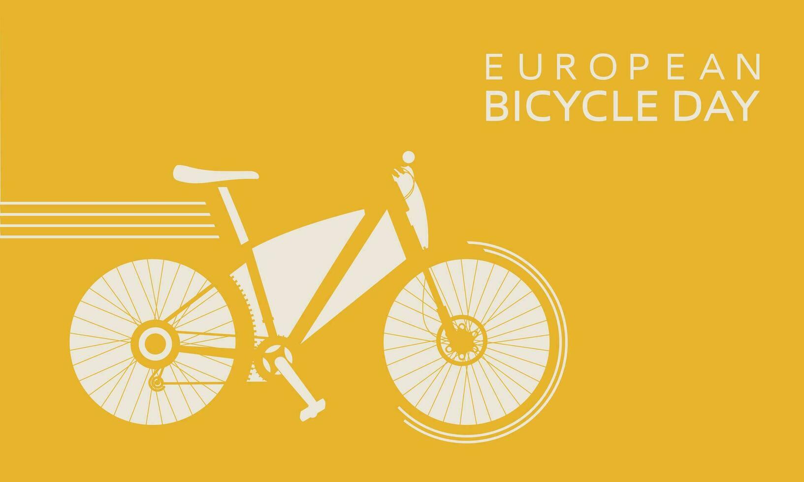European Bicycle Day. Banner. Abstract vector illustration of a bicycle on a yellow background. Vector illustration