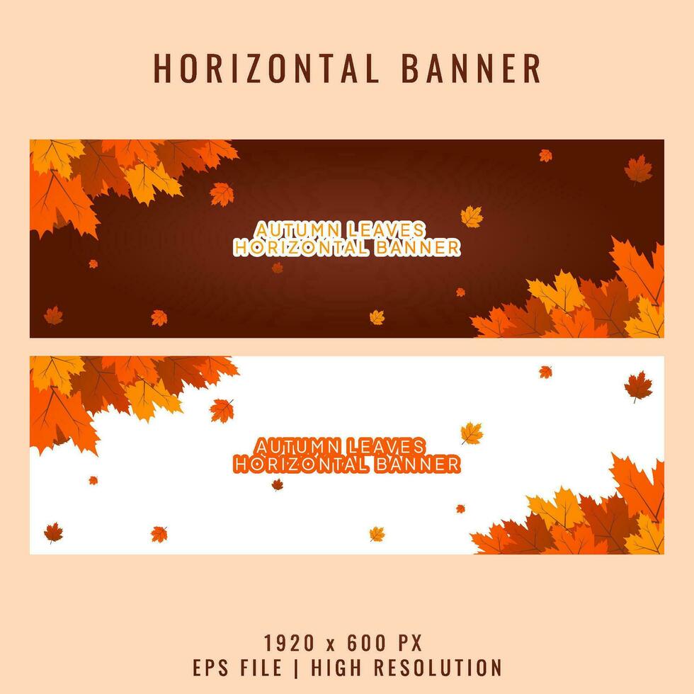 conjunto de otoño hojas horizontal bandera diseño vector