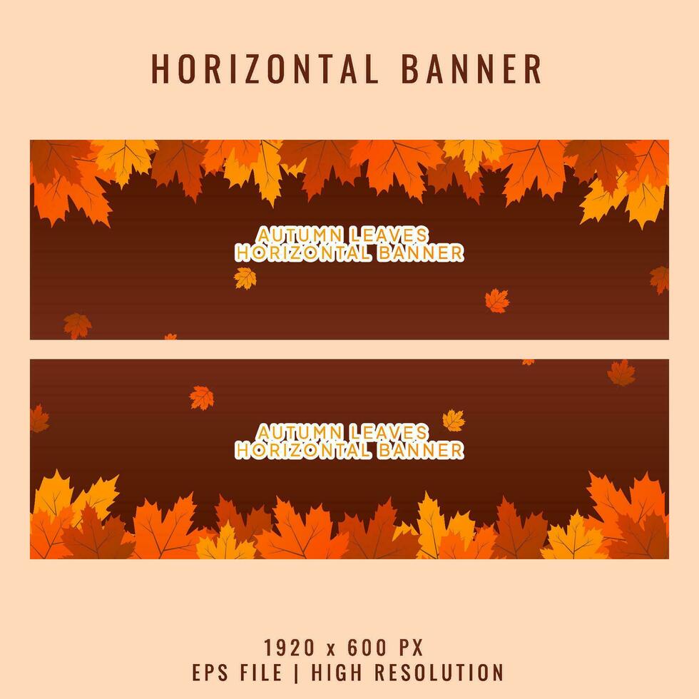 set of autumn leaves horizontal banner design vector