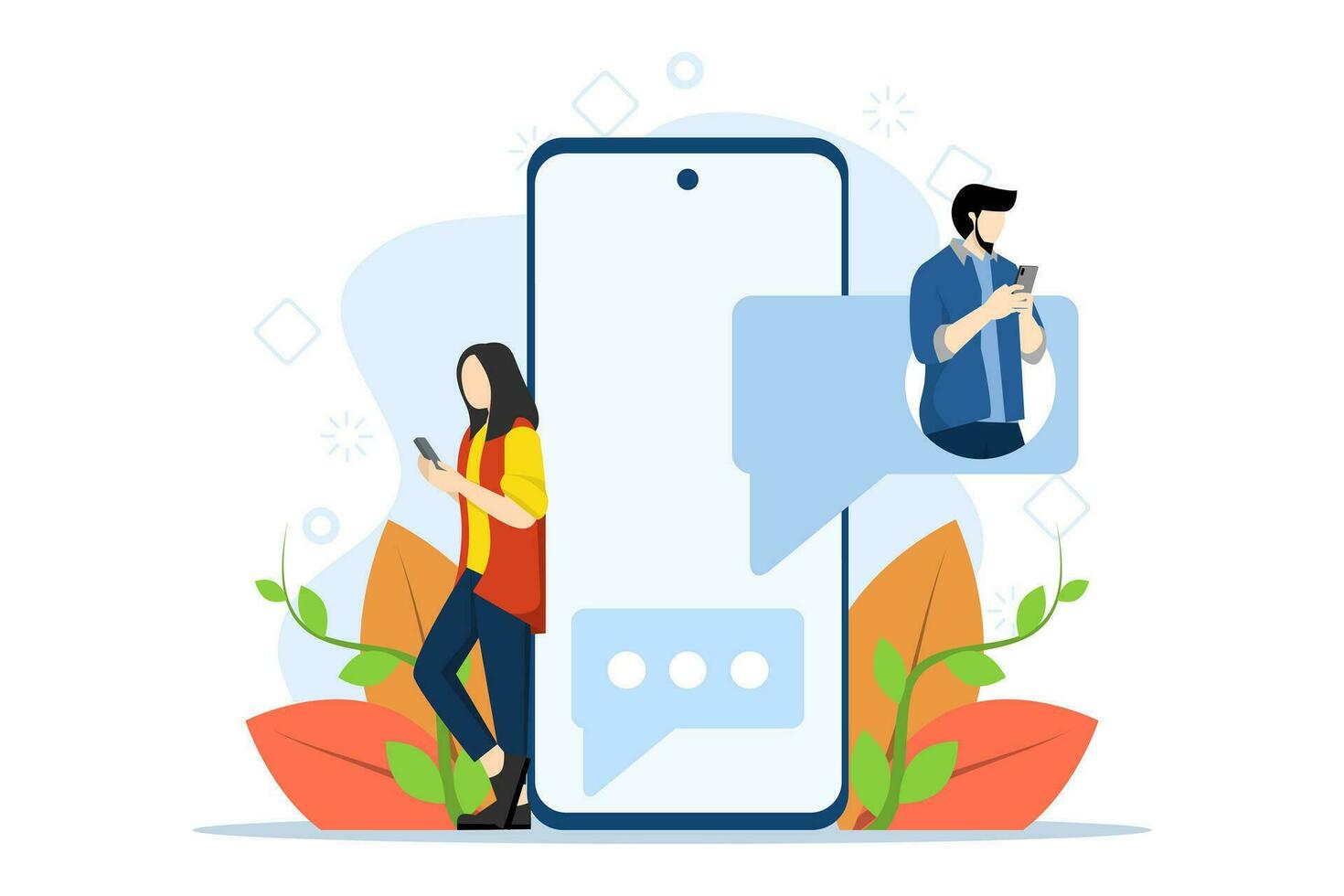 chateando concepto, espectáculo virtual Fechado y relación aplicación charla burbuja, charla con amigos y enviar nuevo mensaje, Perfecto para aterrizaje página, ui, web, aplicación Introducción tarjeta, plano vector ilustración.