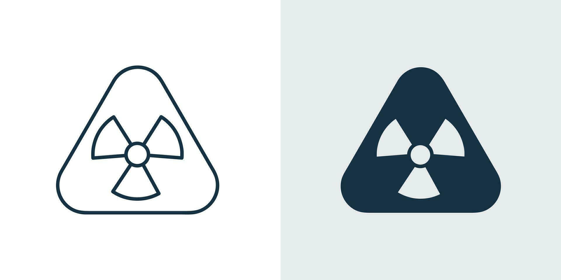 Nuclear Radiation icon with Triangle Vector. sign of radioactive, danger, warning line illustration vector