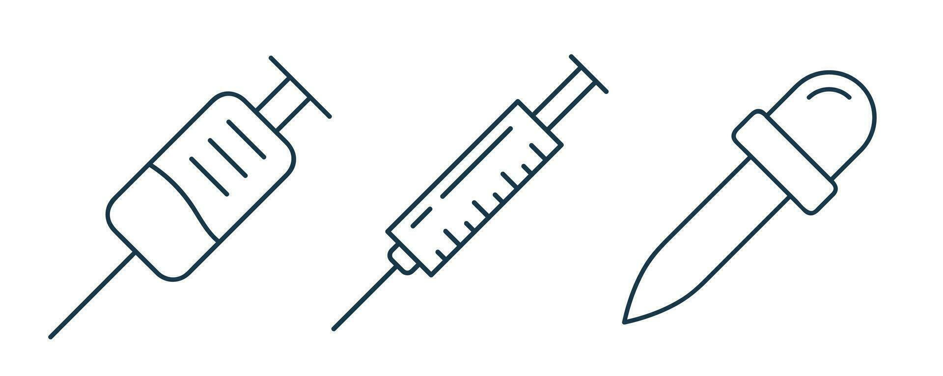 Syringe injection dropper line icon. syringe icon, injection icon, Dropper icon, medical, needle outline vector
