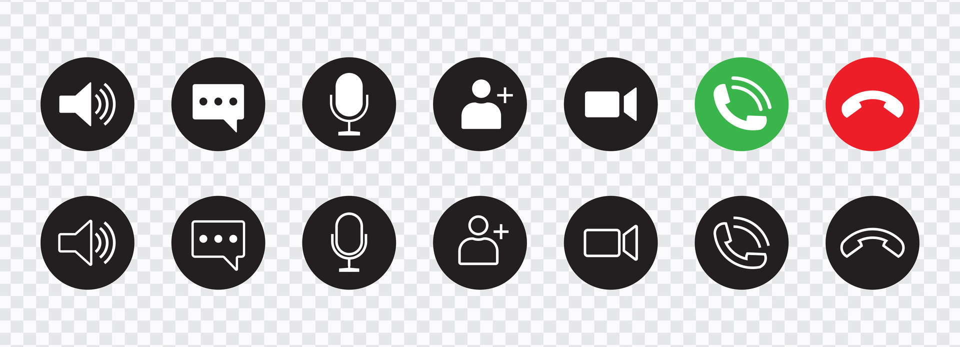Set of icons for video conferencing, instant messengers. Vector