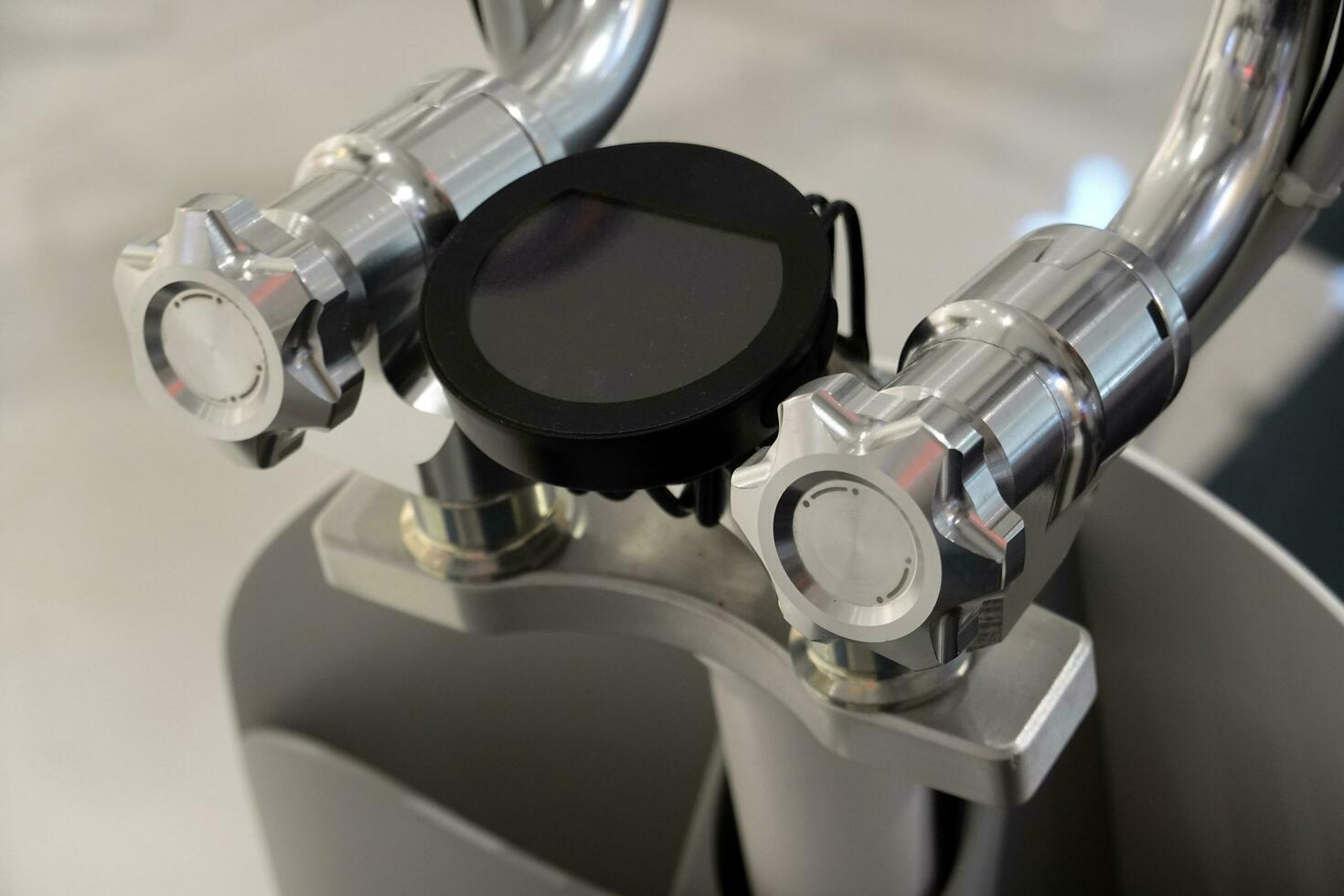 Close up shot of a speedometer dashboard in a EV motorcycle photo