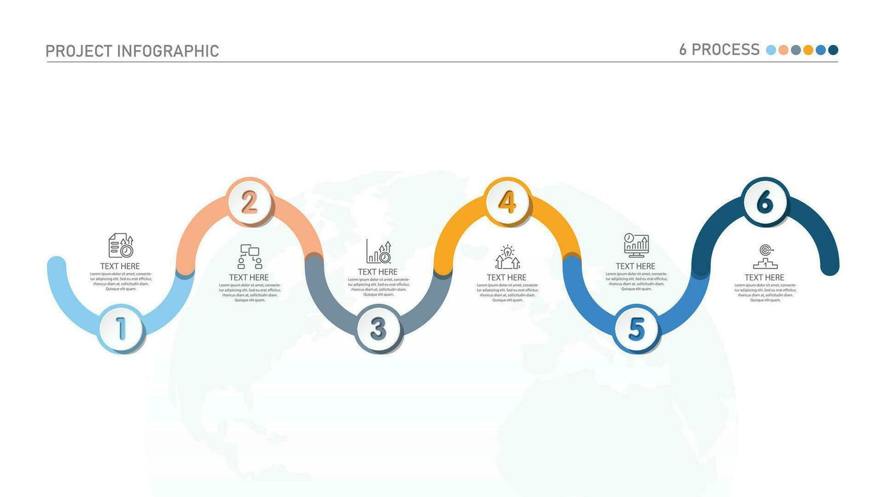 Infographic process design with icons and 6 options or steps. vector