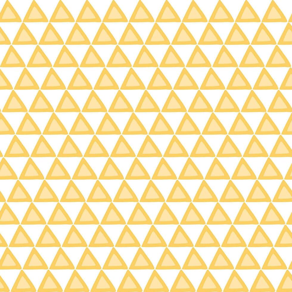 Yellow summer triangle seamless hand painted pattern. Vector cute geometric fabric texture for template, background, wallpaper, package design, textile, wrap, cover, summer design. Swatch