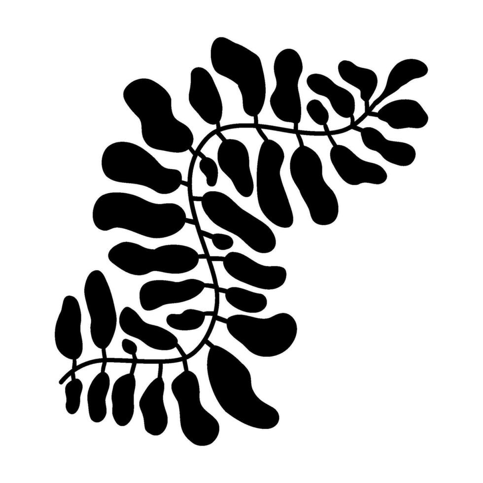 botánico matisse estilo elemento aislado, negro contemporáneo botánico mínimo planta, tropical hoja. resumen verano botánica forma. vector floral henri matisse estilo ilustración. mano dibujado rama.