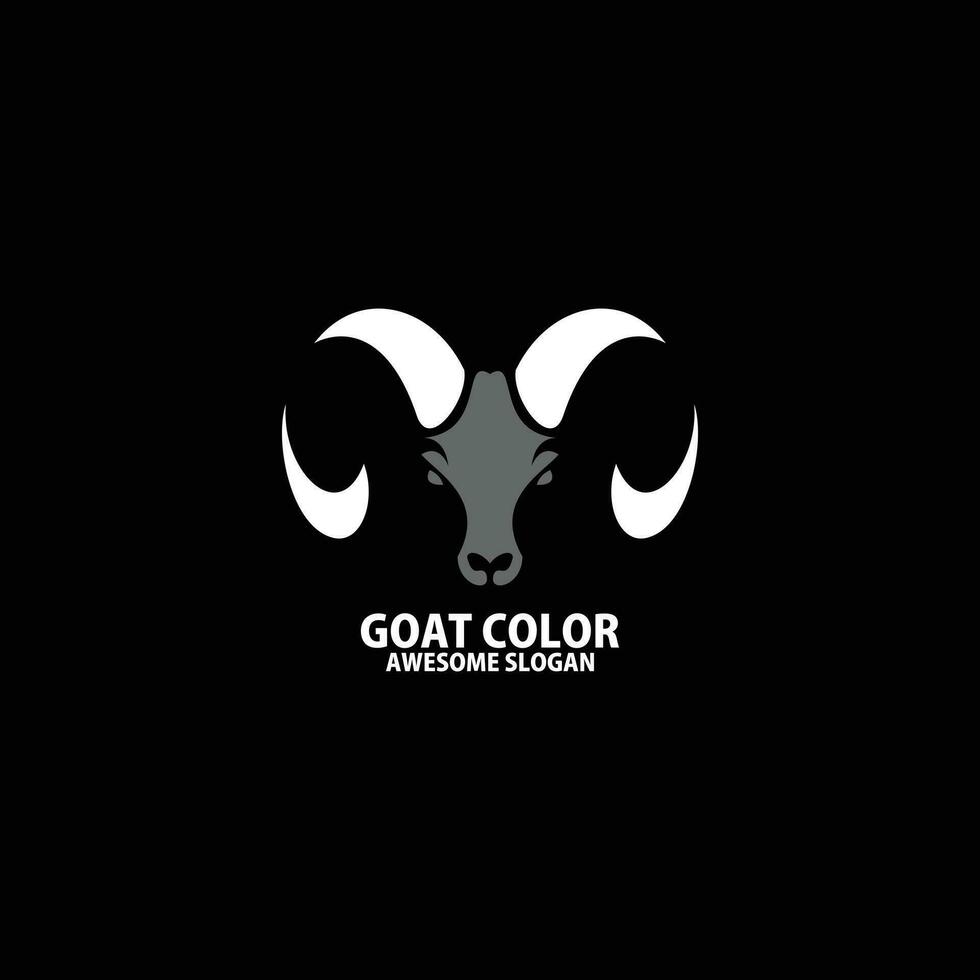 goat head color logo design vector