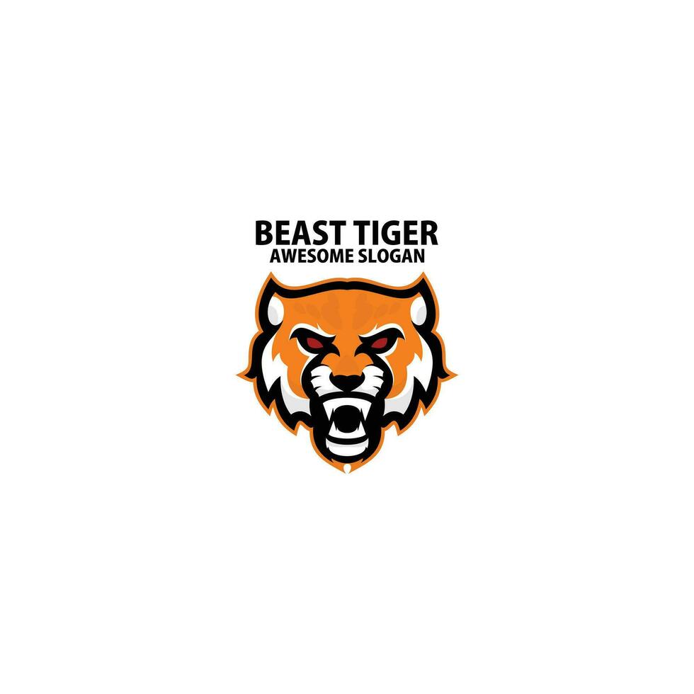 beast tiger head logo gaming design mascot vector