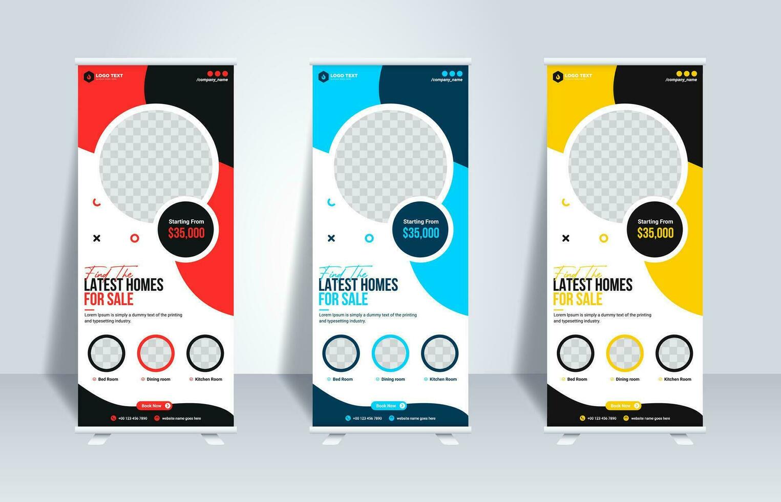 Modern real estate Roll up banner stand template design vector