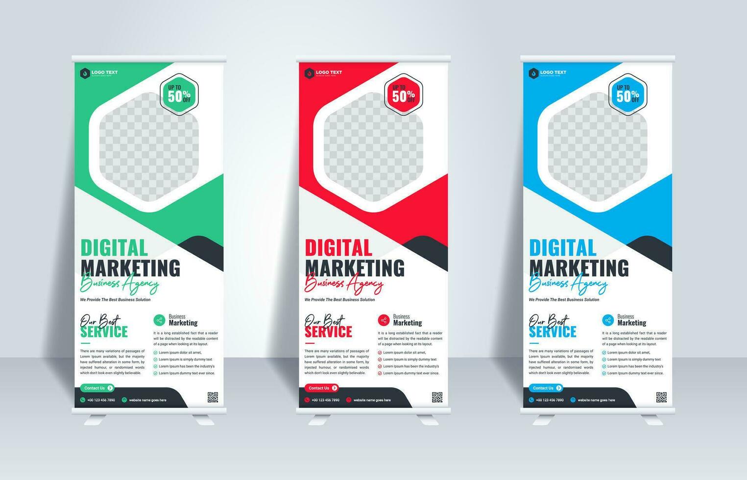 creativo corporativo negocio márketing rodar arriba bandera estar modelo diseño vector