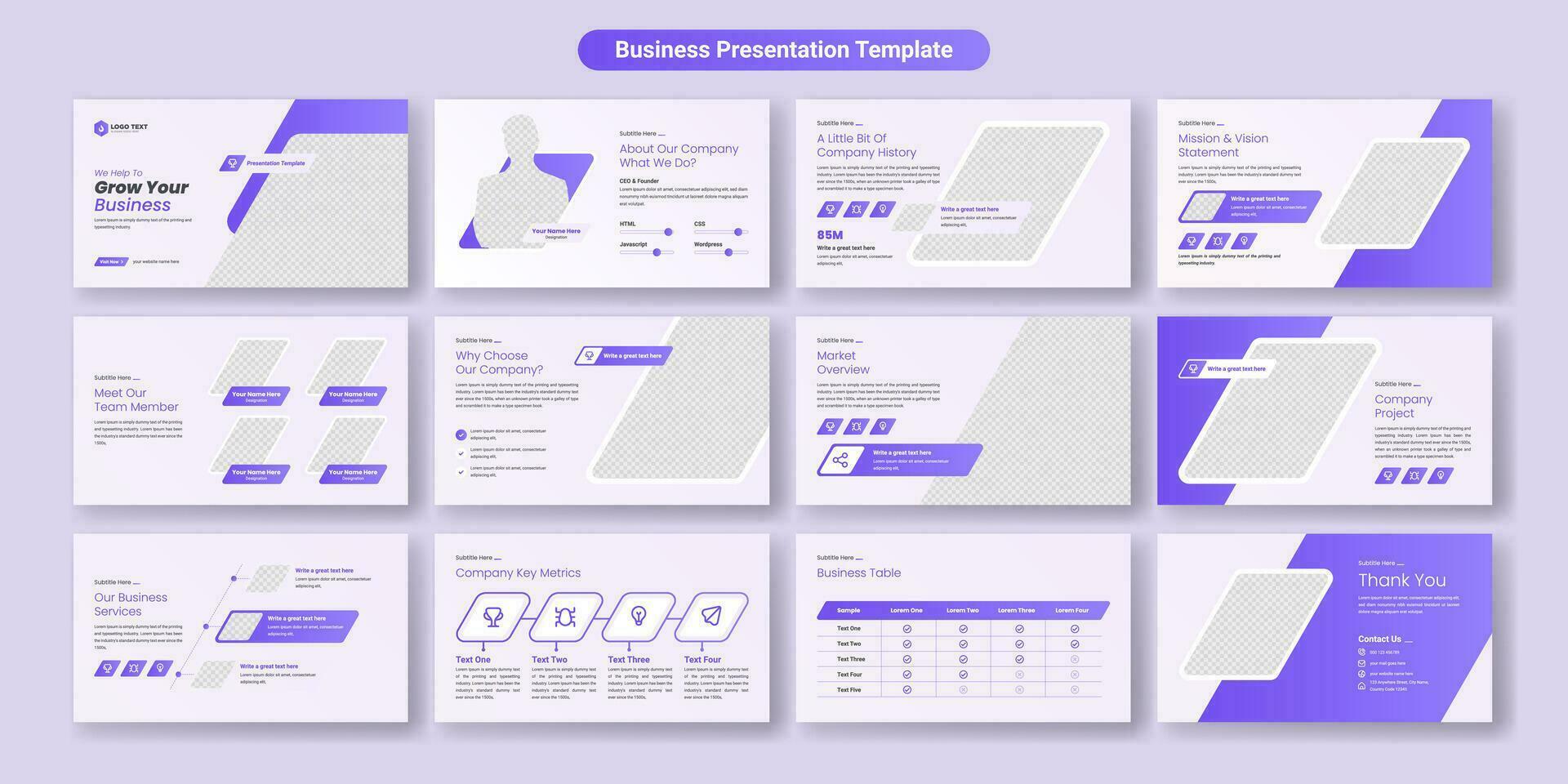 diseño de plantilla de diapositivas de presentación de negocios creativos. uso para antecedentes de presentación modernos, diseño de folletos, control deslizante de sitios web, página de inicio, informe anual, perfil de empresa vector