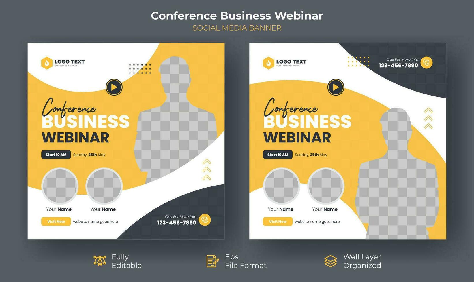 Conference business webinar social media post banner template vector