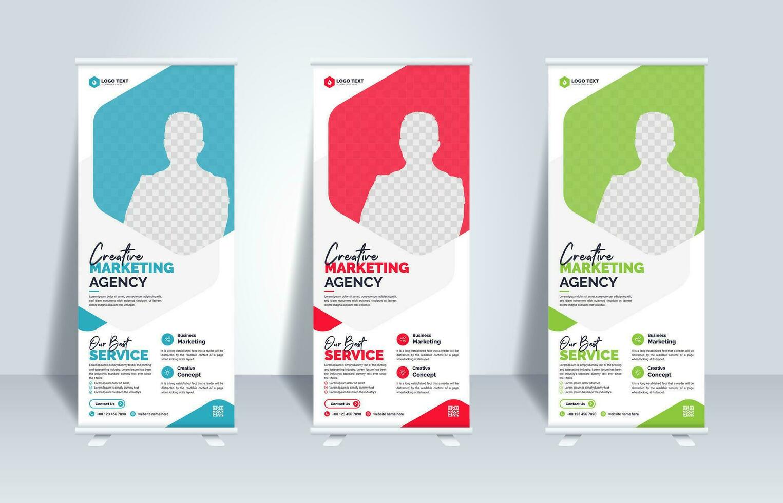 creativo corporativo negocio márketing rodar arriba bandera estar modelo diseño vector