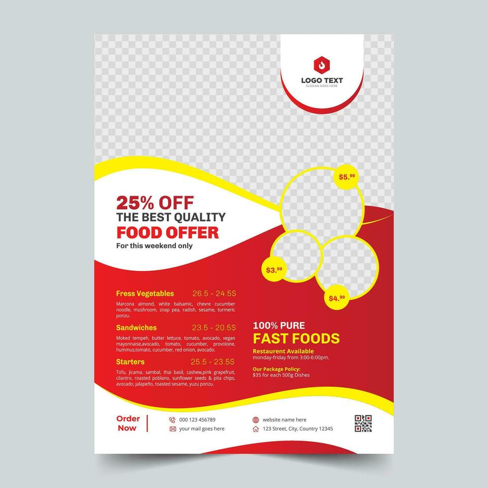 Flyer template design for a fast food restaurant vector