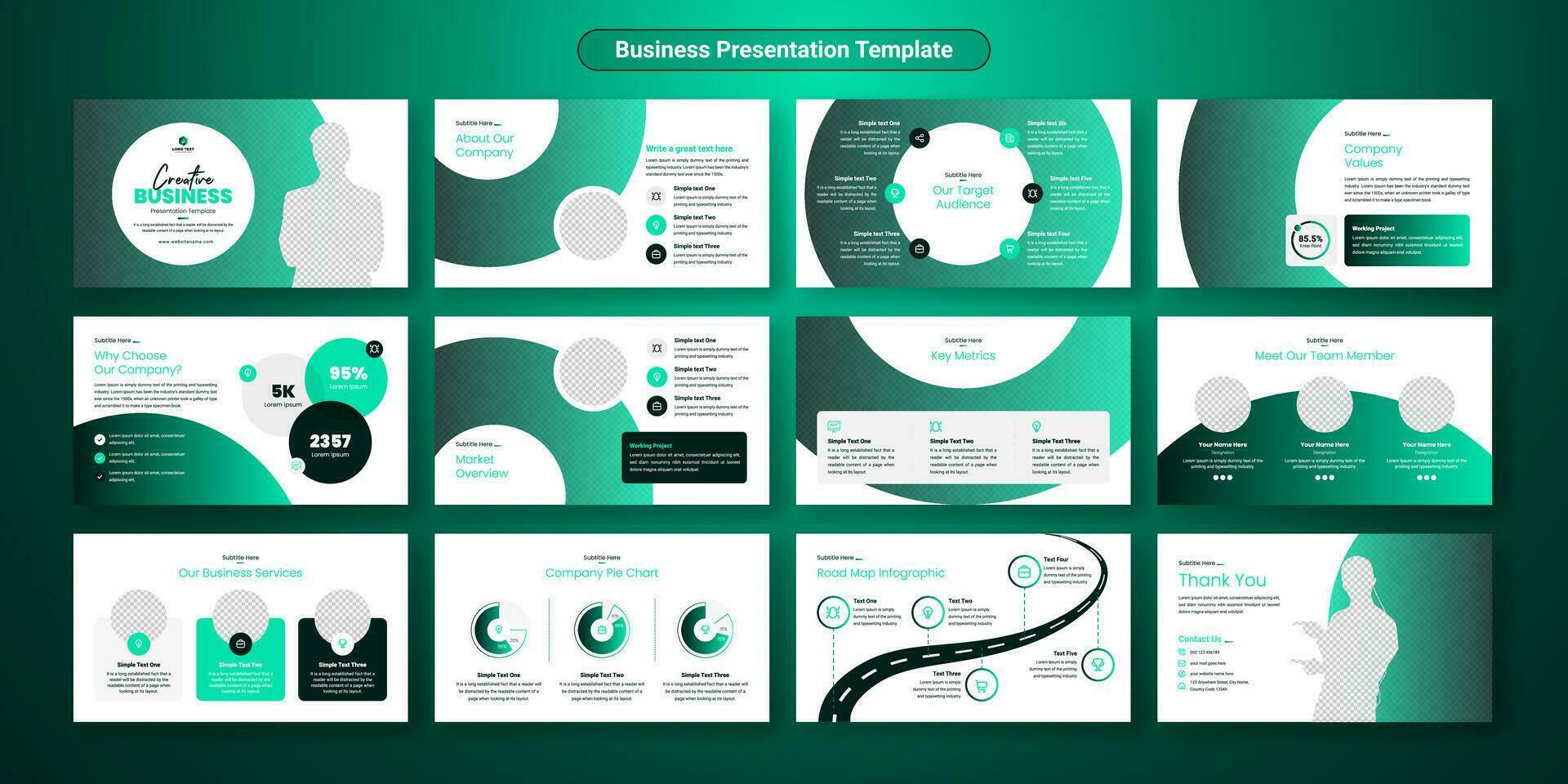 Creative business presentation slides template design. Use for modern presentation background, brochure design, website slider, landing page, annual report, company profile vector