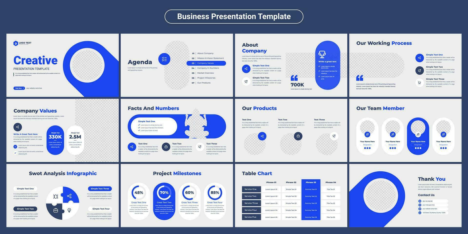 diseño de plantilla de diapositivas de presentación de negocios creativos. uso para antecedentes de presentación modernos, diseño de folletos, control deslizante de sitios web, página de inicio, informe anual, perfil de empresa vector