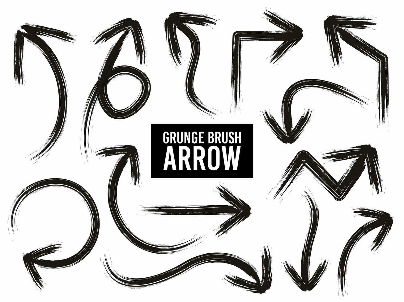 Collection of hand drawn grunge brush arrow in various directions and styles. vector
