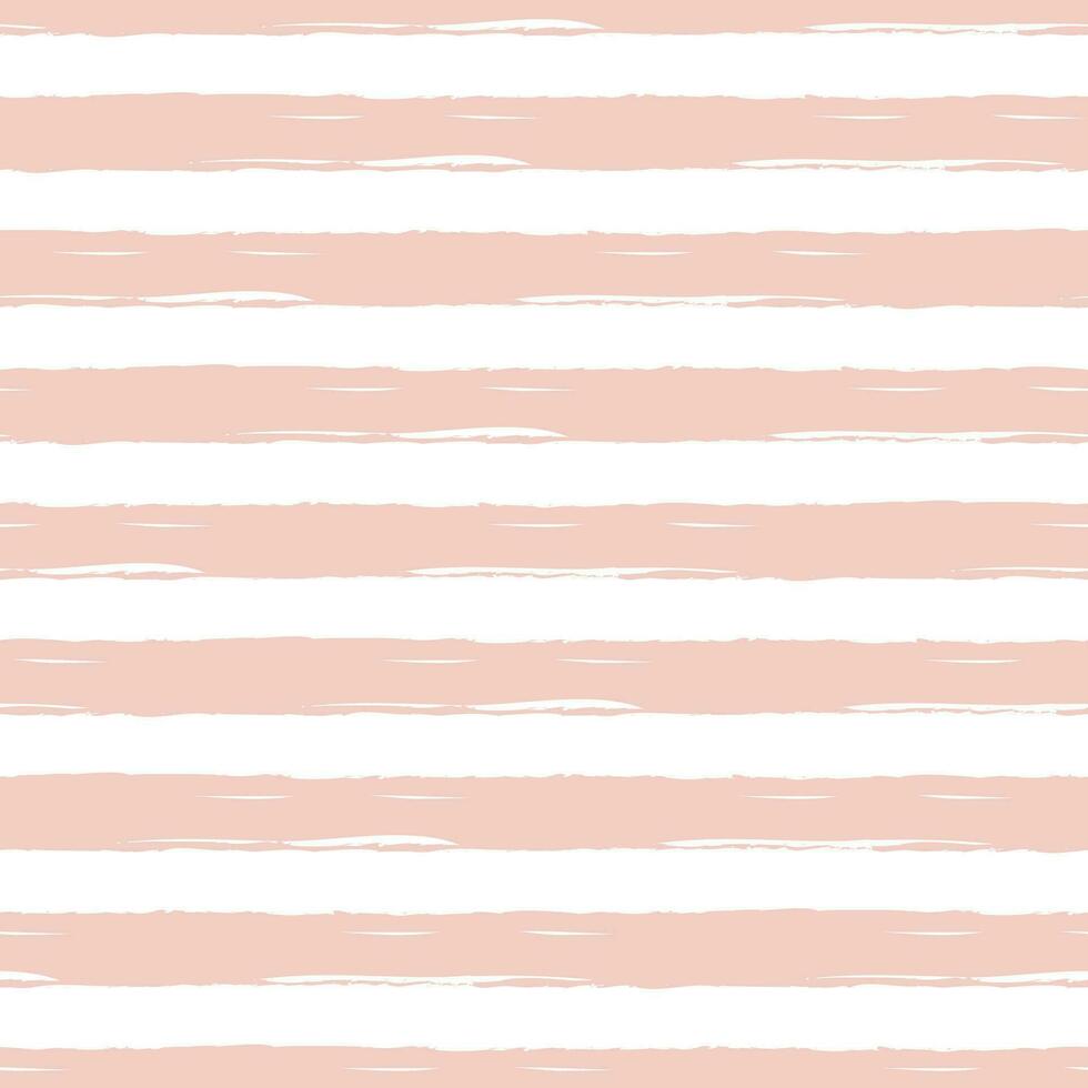 Seamless pattern with light pink summer hand drawn stripes. Vector abstract background in the vintage nature style. Cool geometric striped structure on the white backdrop. Horizontal lines. Swatch
