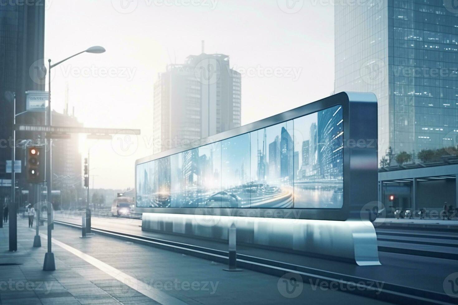 Ai generative.  Futuristic city, billboard photo