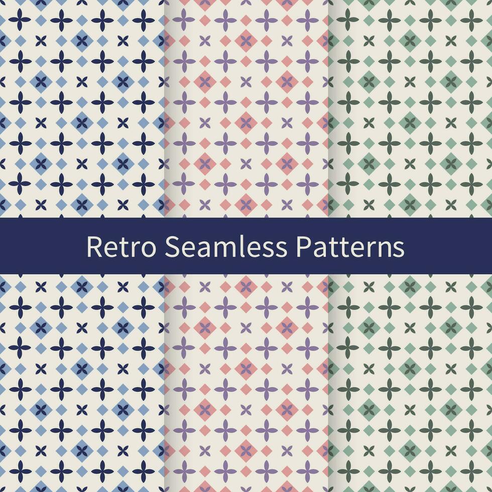 Vector Illustration of Retro Seamless Patterns.