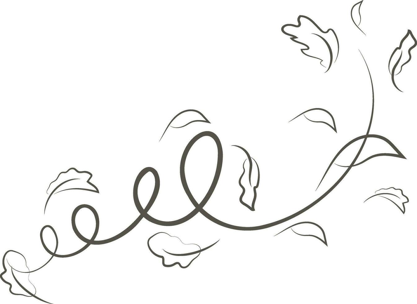 Outline drawing of a breath of wind and leaves.Wind blow  set in line style.Wave flowing illustration with hand drawn doodle cartoon style. vector