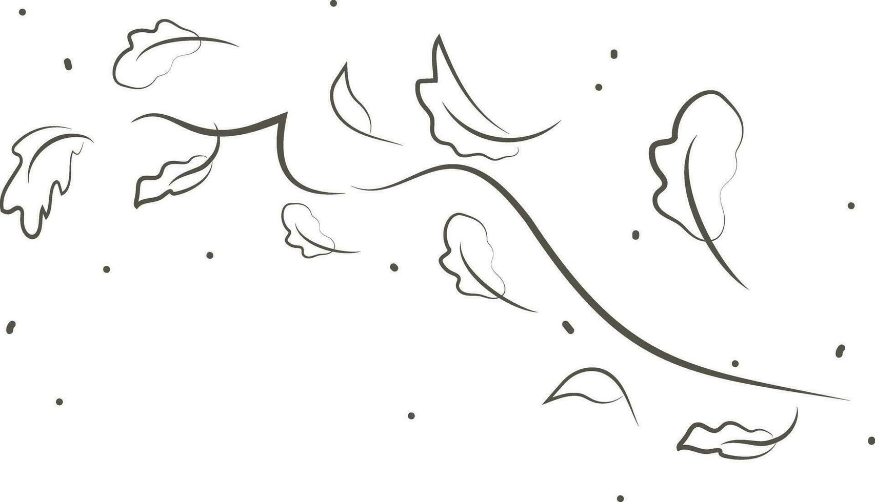 Outline drawing of a breath of wind and leaves.Wind blow  set in line style.Wave flowing illustration with hand drawn doodle cartoon style. vector