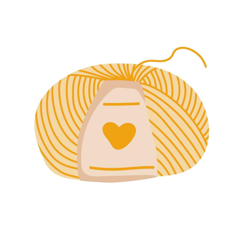 a yellow ball of yarn with a heart on it vector