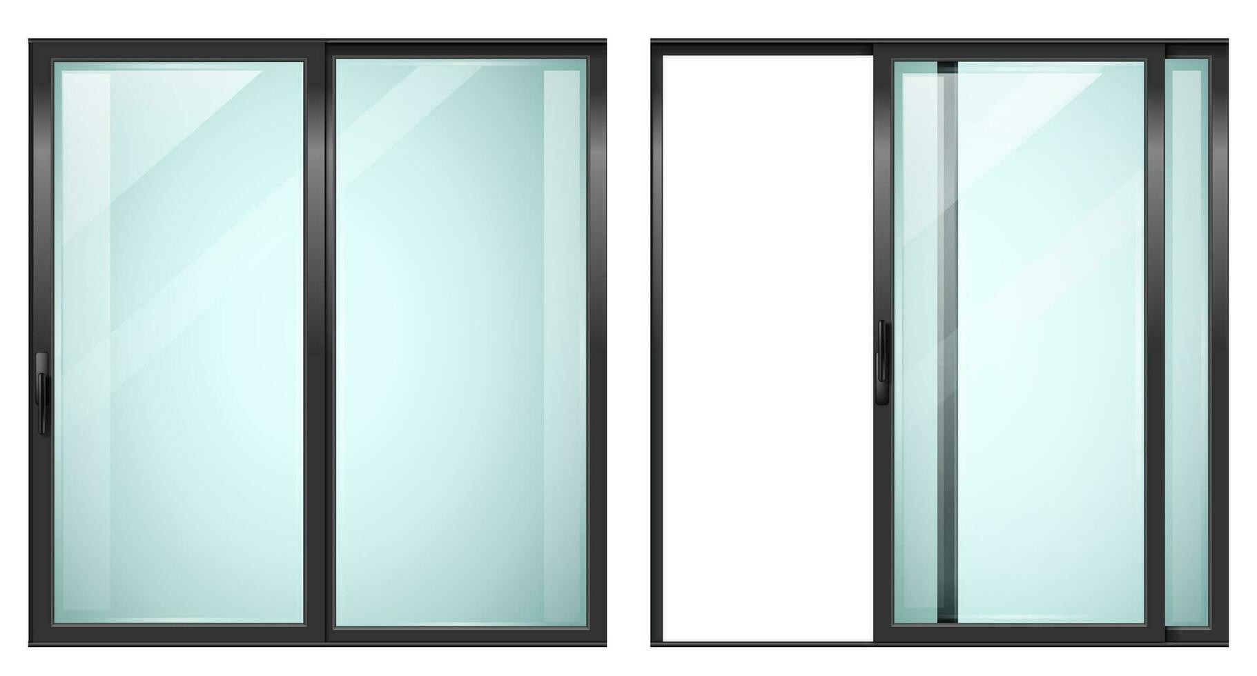 Modern sliding metal wooden door vector