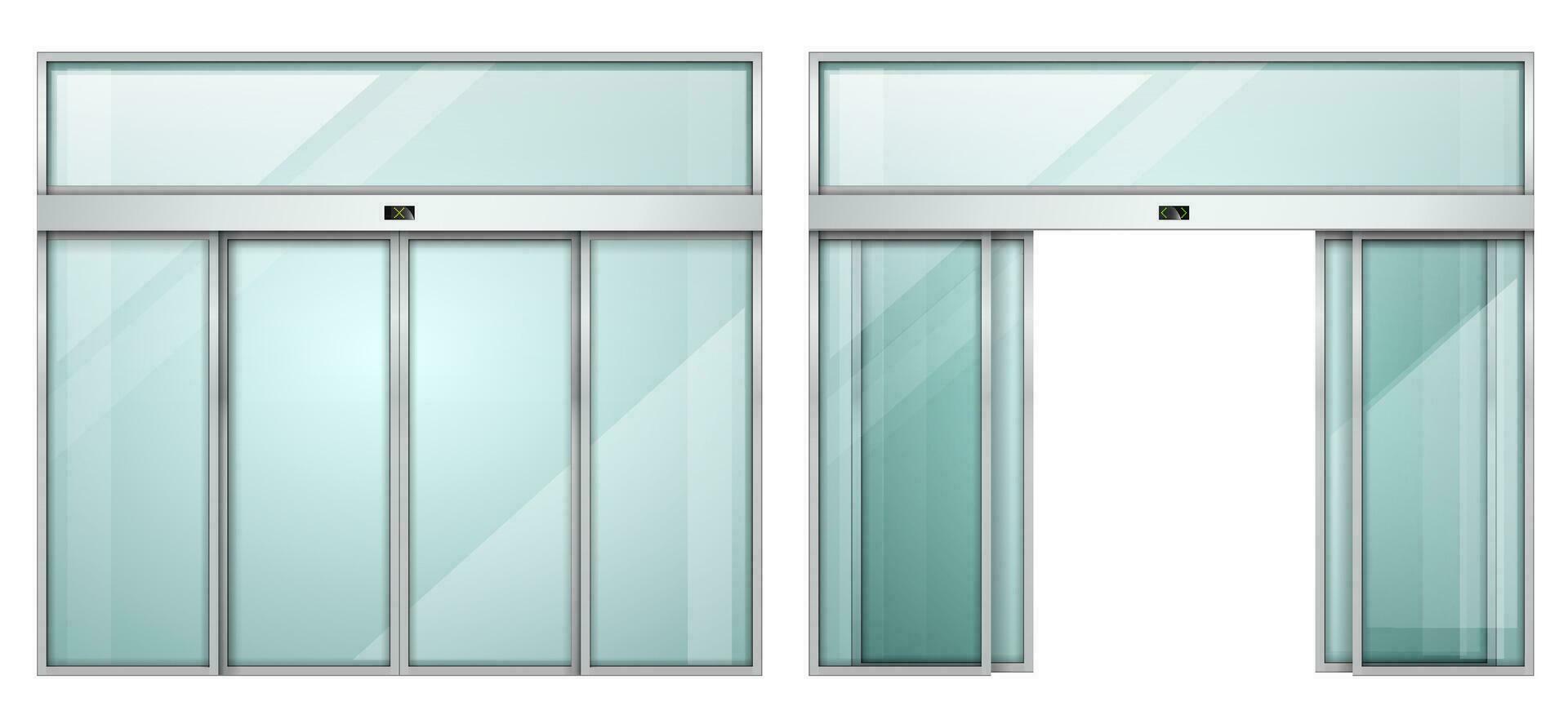 Sliding glass automatic metal doors vector