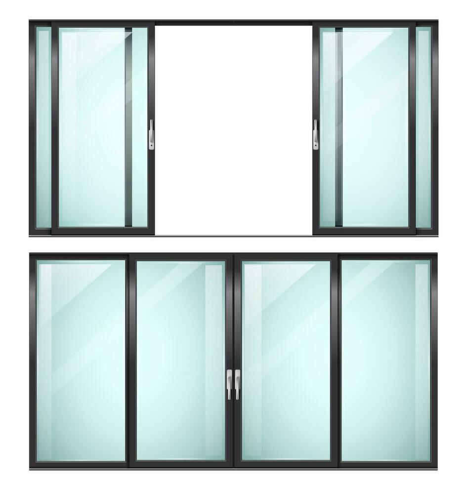 Sliding glass automatic metal doors vector