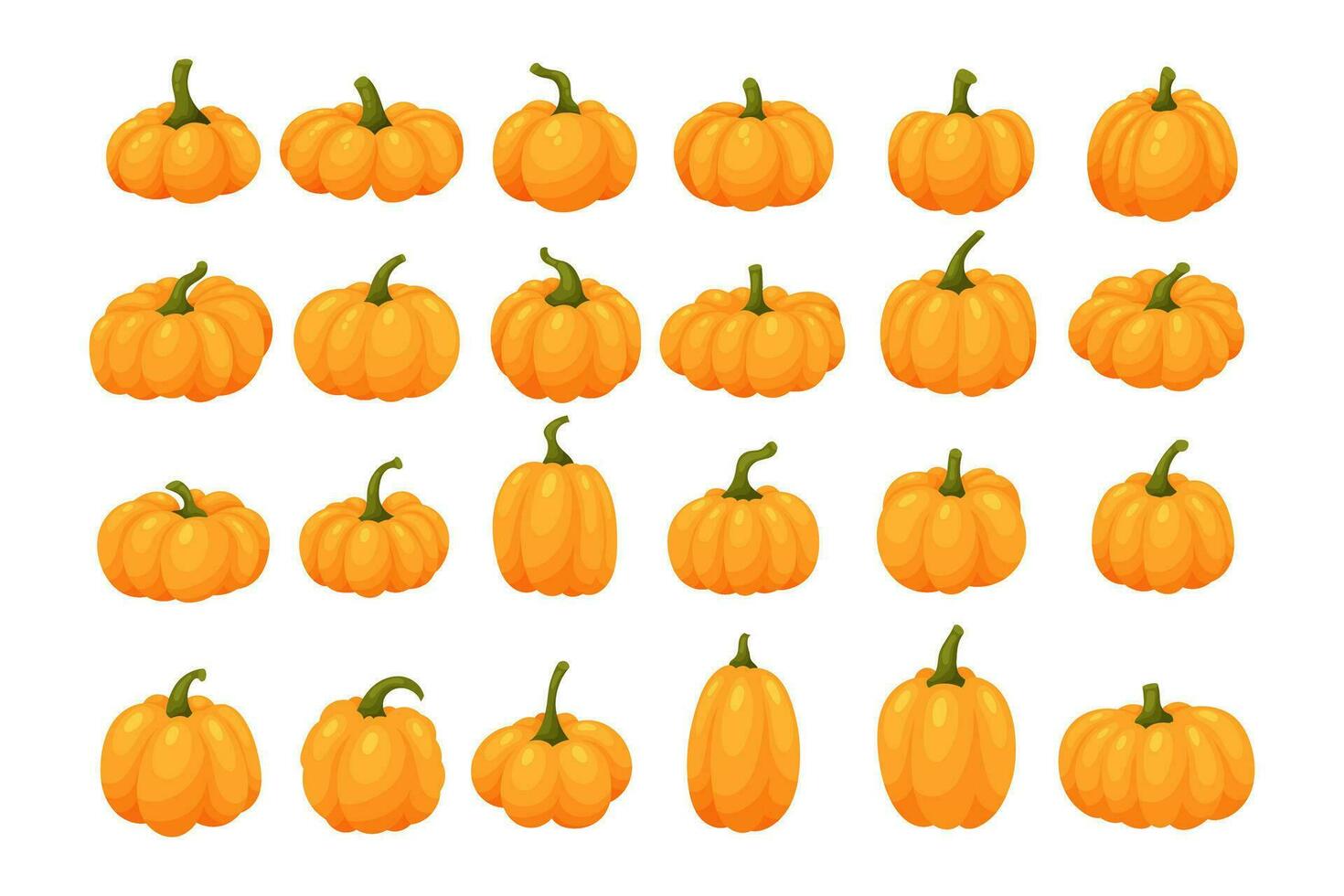 Set of orange pumpkins, vector illustration, isolated