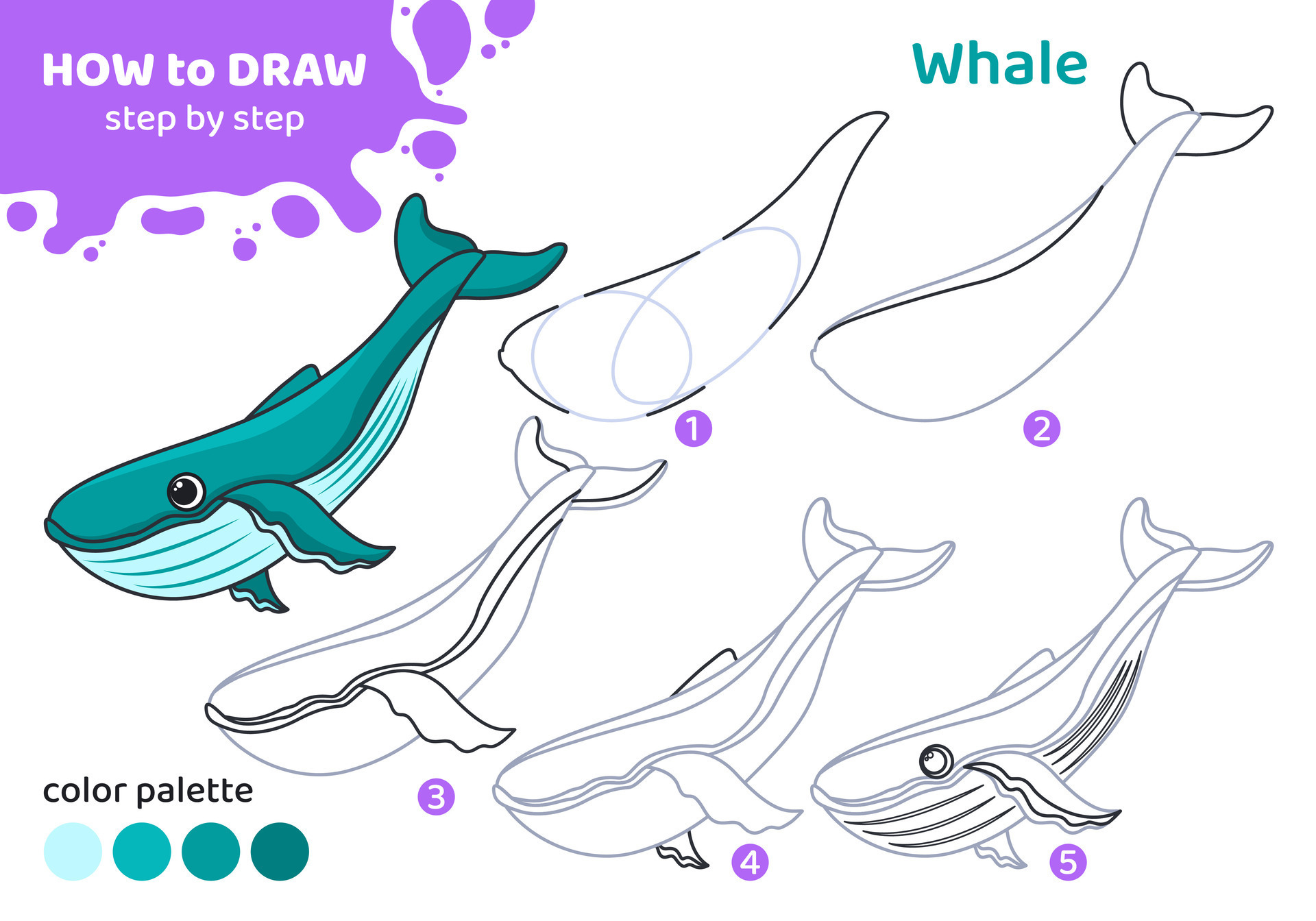How To Draw A Whale For Kids